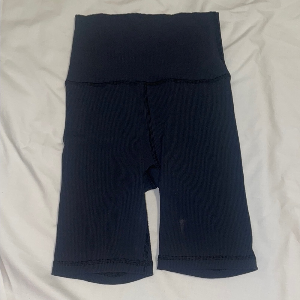 Aerie Black Ribbed Bike Shorts High-Waisted Athletic Wear